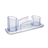 Porta Caneta Triplo Clips Lembrete - Cristal