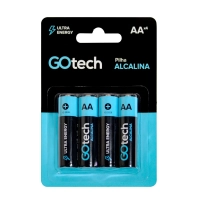 Pilha Alcalina Aa Go Tech Lr6 Pequena 4un