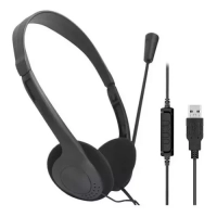 Headset Usb Go Tech U20 Voip Biauricular Preto