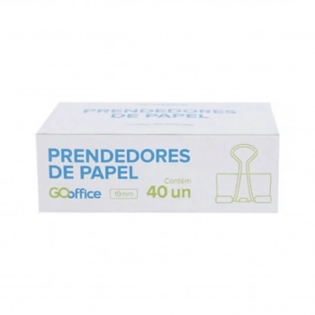 Prendedor de Papel 19mm Go Office Preto Cx 40un