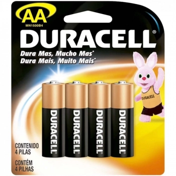 Pilha Alcalina Aa Mn1500b4 Duracell Cartela com 4 Unidades