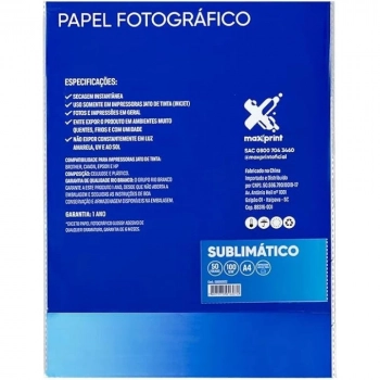 Papel Transfer Sublimatico Maxprint A4 100gsm 50 Folhas