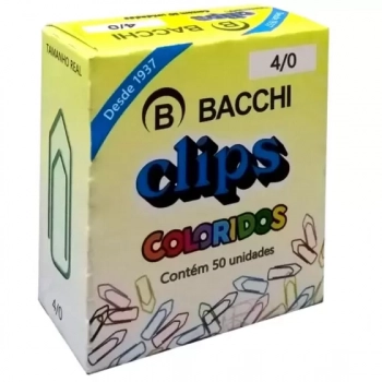 Clipes para Papis Bacchi Coloridos 4/0 50 Unidades