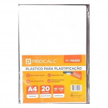 Plstico para Plasficao A4 Pc-fa420-filme 220x307 125m X20