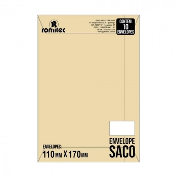 Envelope Saco Gpk Kraft Natural 110x170mm 75g Pct 10un