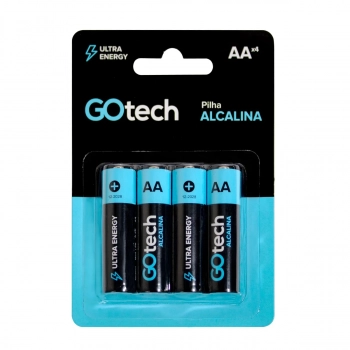 Pilha Alcalina Aa Go Tech Lr6 Pequena 4un