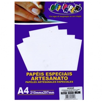 Papel Verge A4 180g Branco Off Paper Pct 50fls