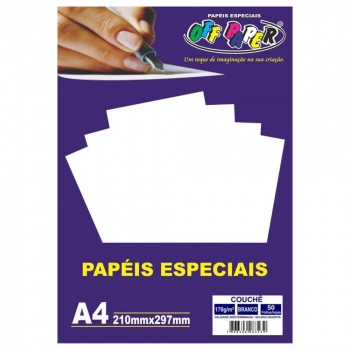 Papel Couche A4 170g Branco Off Paper Pct 50fls