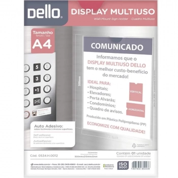 Display de Parede A4 Acrilico Cristal Dello 0534