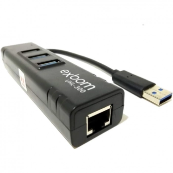 Hub Usb 3 Portas 3.0 e Adaptador Ethernet Gigabit Exbom Uhl 300