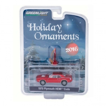 Miniatura Plymouth Hemi Cuda 1970 Holiday Ornaments 2016 1:64 Greenlight