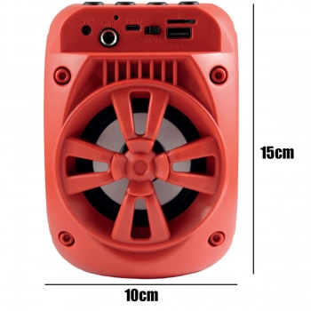 Caixa de Som Autofalante 5w Vermelha com Bluetooth Pkr1309