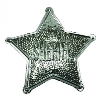 Kit Xerife Arma Espingarda Cromada Distintivo Algema Mascara